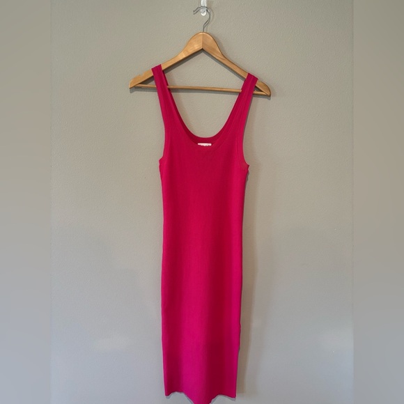 THE DROP Sleeveless Long Bright Pink Ribbed Bodycon Dress Size Small NWT - Picture 1 of 12